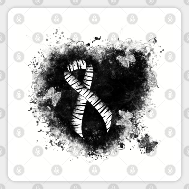 Zebra Ribbon Grunge Heart Magnet by HolidayBug